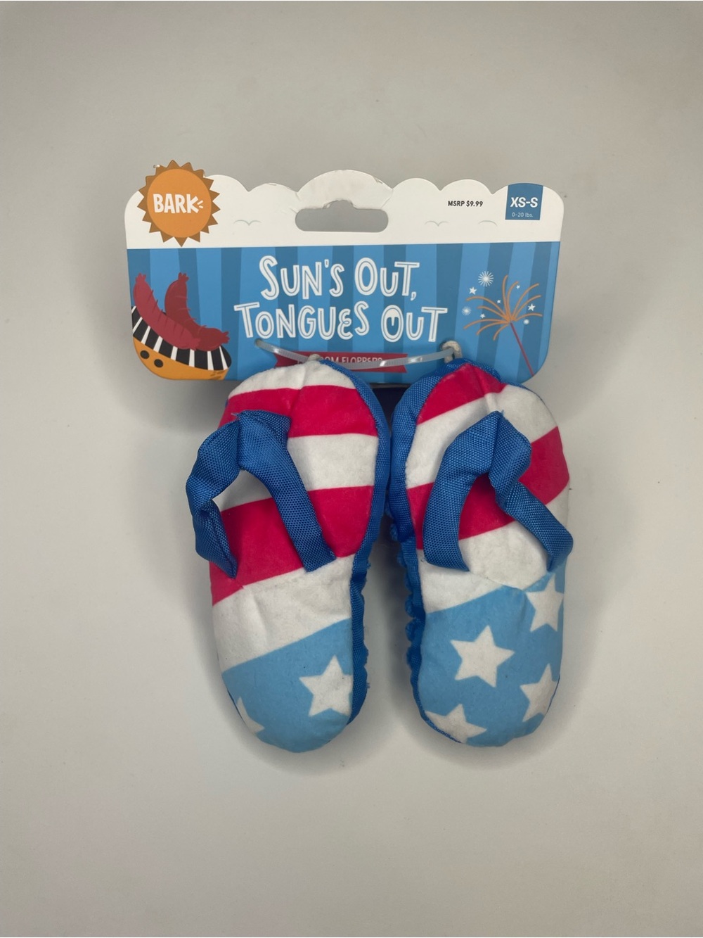 Bark Patriotic Red White Blue Flip-Flop Plush Dog Toy